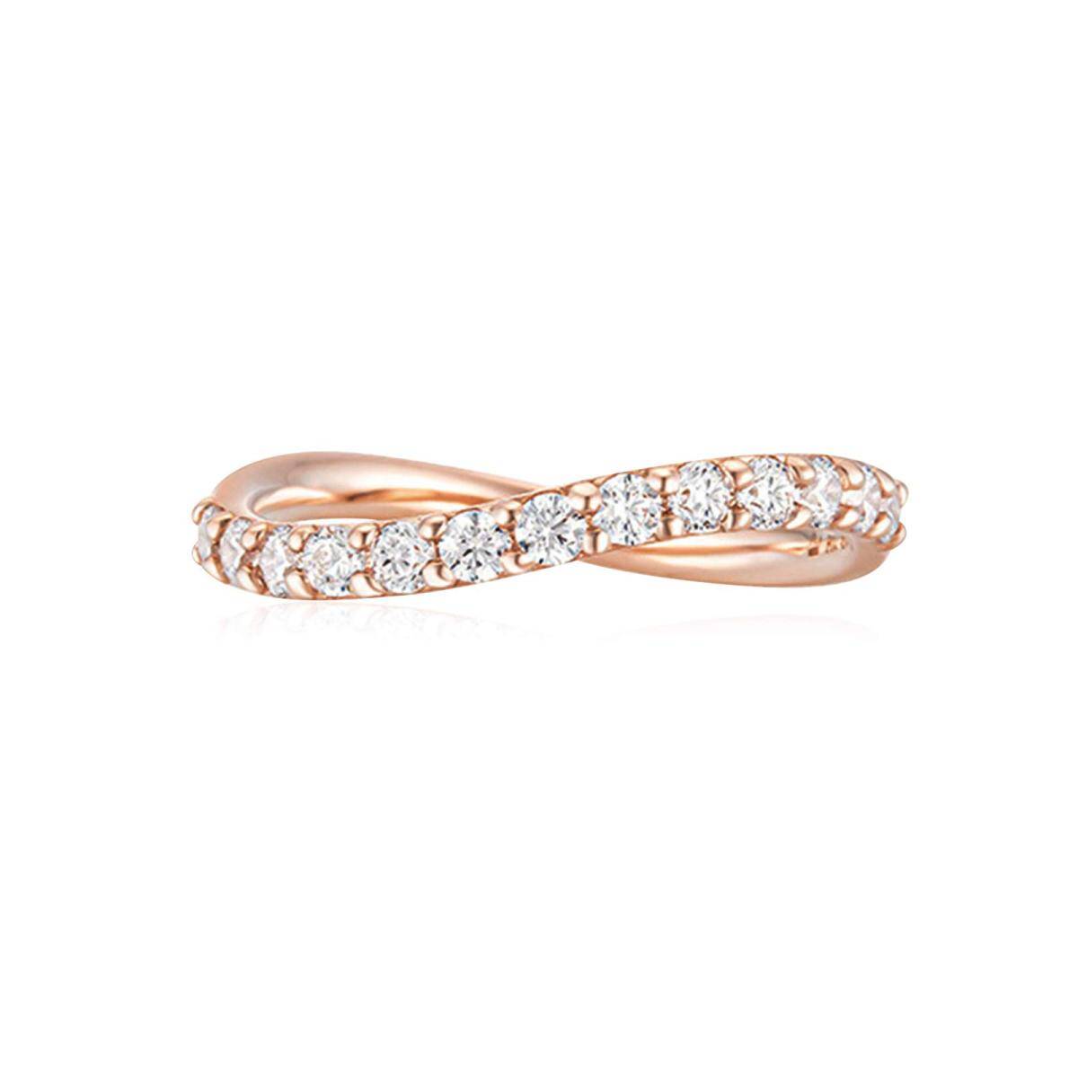 Sterling Silver with Rose Gold Plated Circular Shaped Moissanite Wedding Ring-1