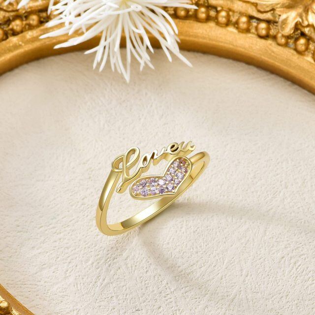10K Gold Cubic Zirconia Heart Ring-4