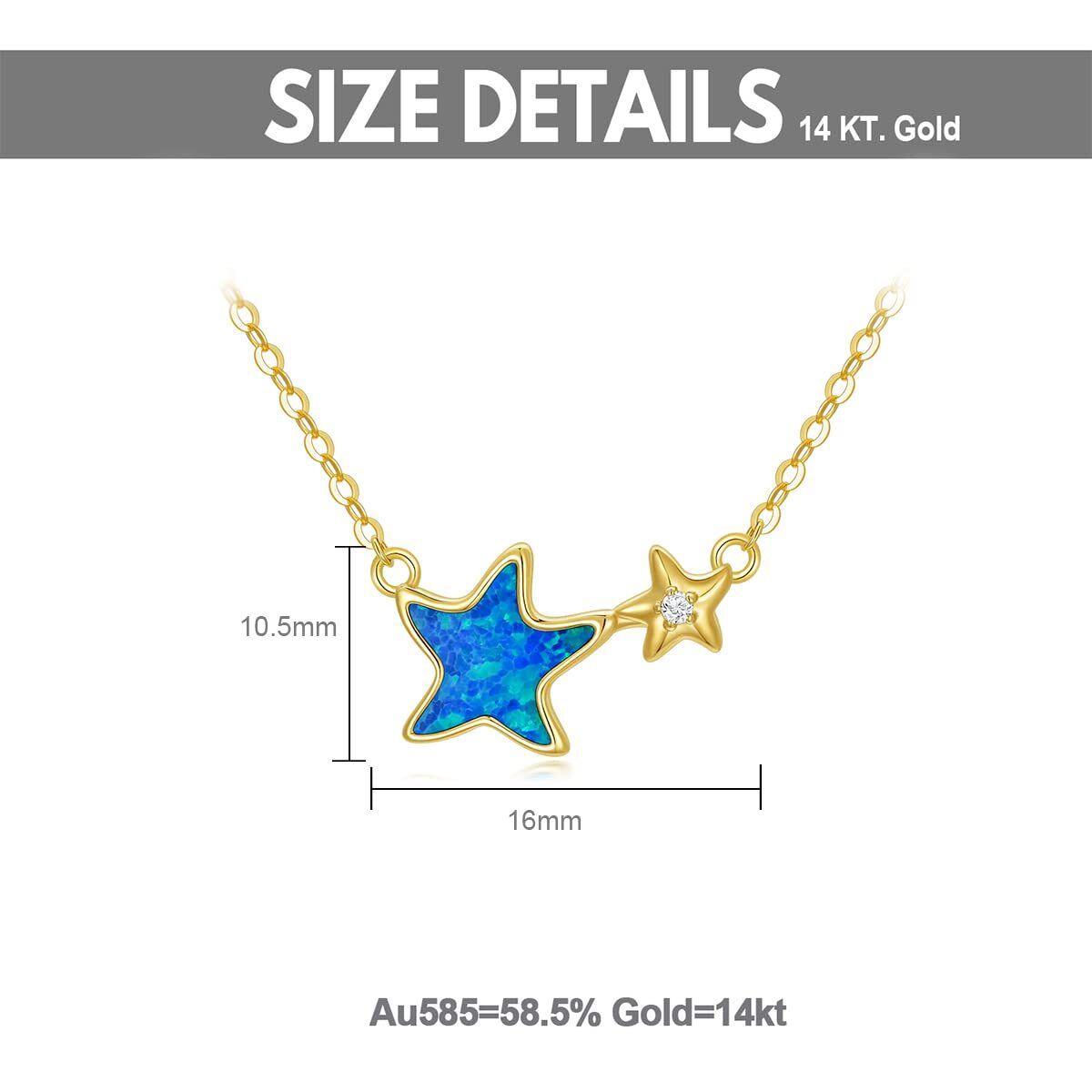 9K Gold Opal Starfish Pendant Necklace-6