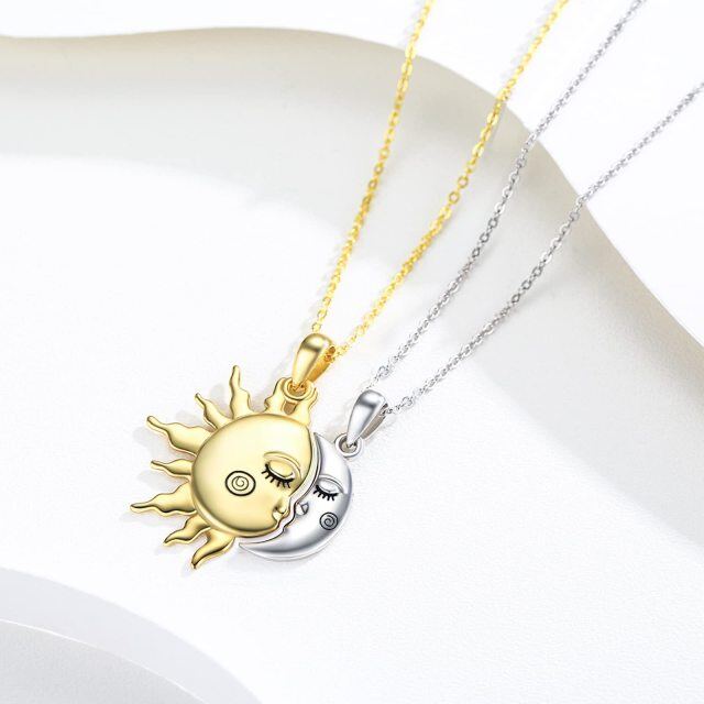 Sterling Silver Moon & Sun Pendant Necklace-5