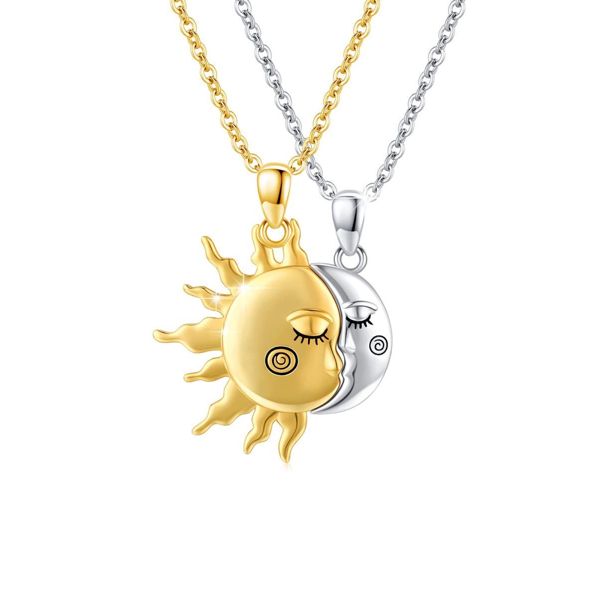 Sterling Silver Moon & Sun Pendant Necklace-1