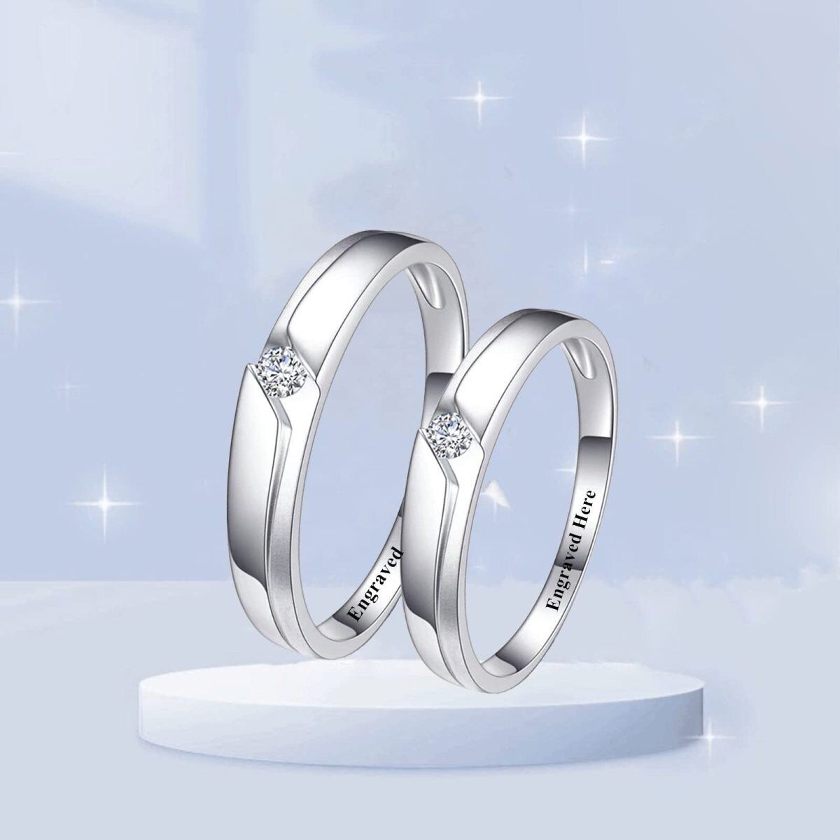 10K White Gold Diamond Couple Couple Rings-4