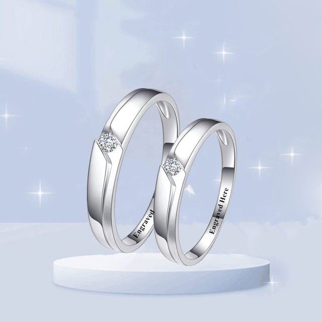 10K White Gold Diamond Couple Couple Rings-3