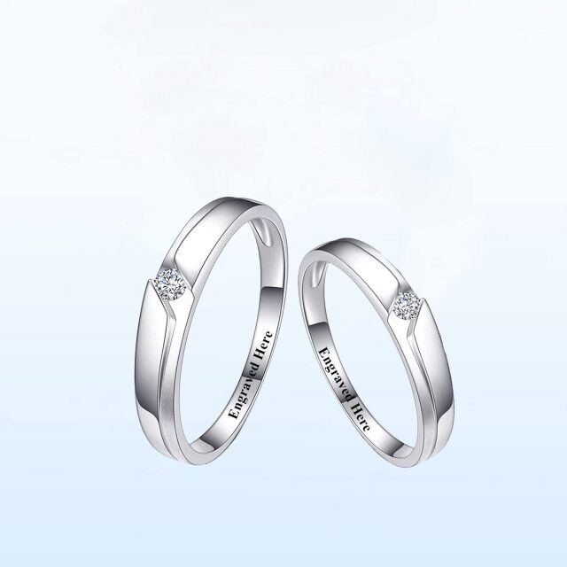 10K White Gold Diamond Couple Couple Rings-2