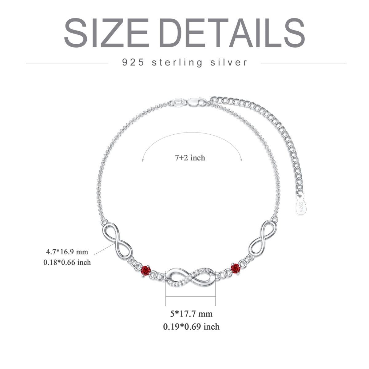 Sterling Silber kreisförmig Cubic Zirkonia Infinity Symbol Anhänger Armband-5