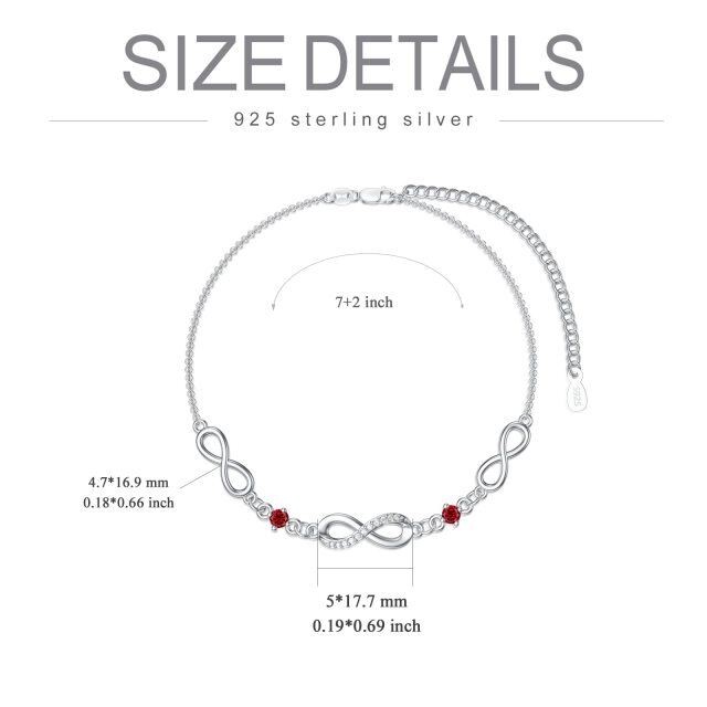 Sterling Silver Circular Shaped Cubic Zirconia Infinity Symbol Pendant Bracelet-5