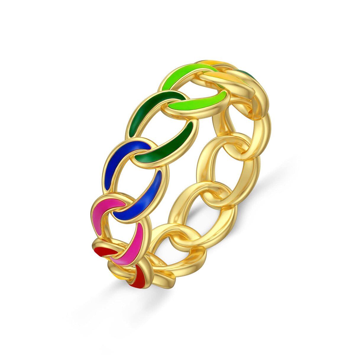 Sterling Silber mit Gelbgold überzogener Regenbogen Ring-1