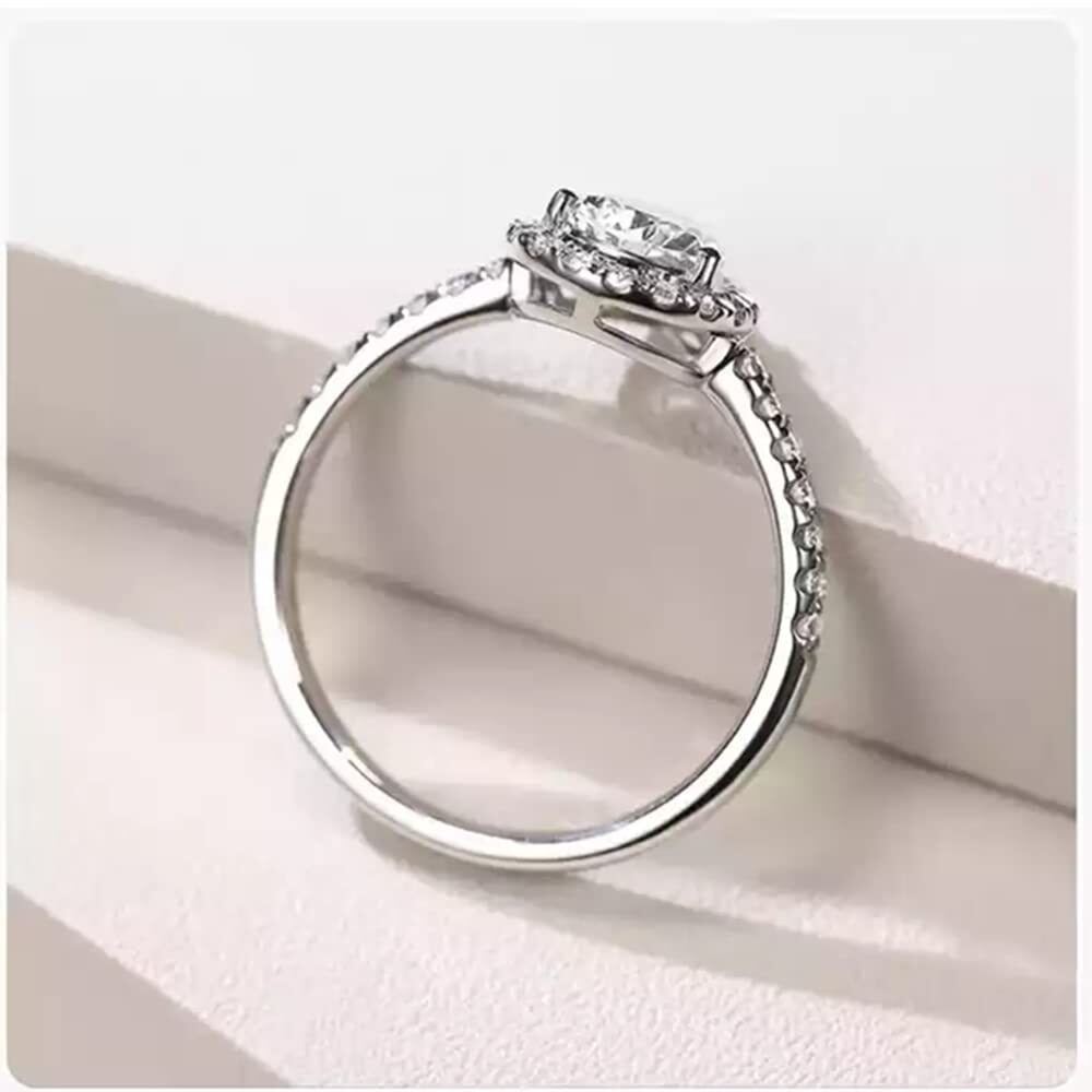 Sterling Silver Pear Shaped Moissanite Personalized Engraving Engagement Ring-5