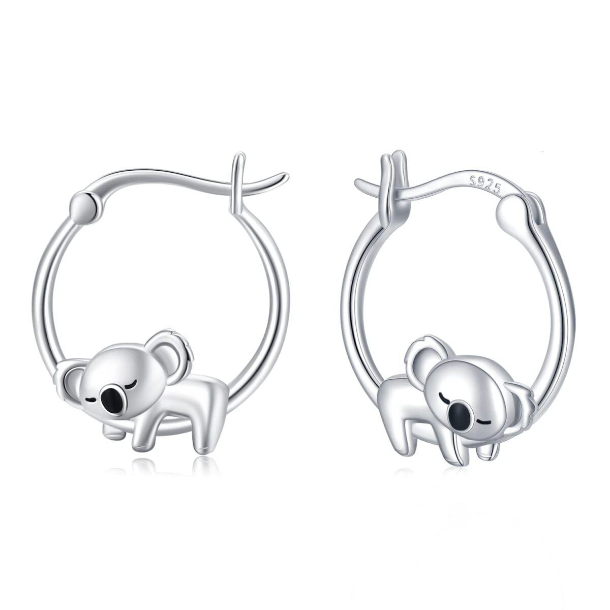 Sterling Silver Koala Hoop Earrings-1