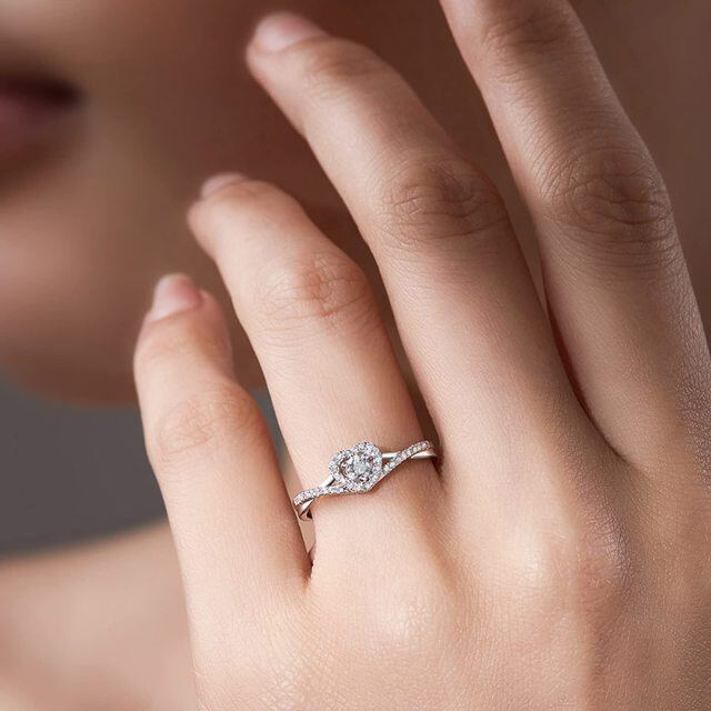 Sterling Silver Heart Shaped Moissanite Heart Engagement Ring-1