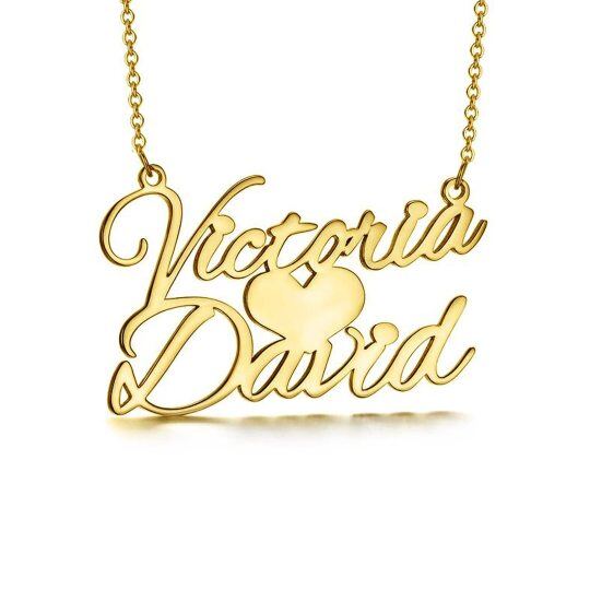 10K Gold Personalized Classic Name & Heart Pendant Necklace