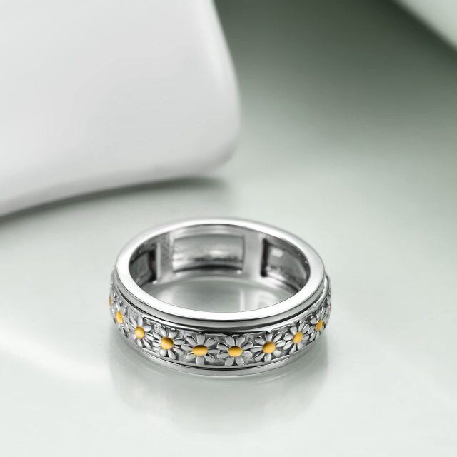 Bague marguerite en argent sterling bicolore-3