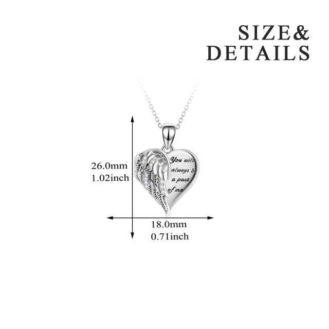 Sterling Silver Heart Angel Wing Personalized Photo Locket Necklace with Engraving Word-4