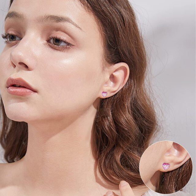 Boucles d'oreilles en argent sterling en forme de sirène avec zircon cubique-3