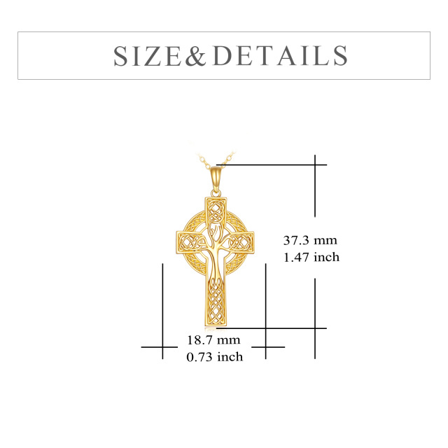 14K Gold Tree Of Life & Celtic Knot & Cross Pendant Necklace-4