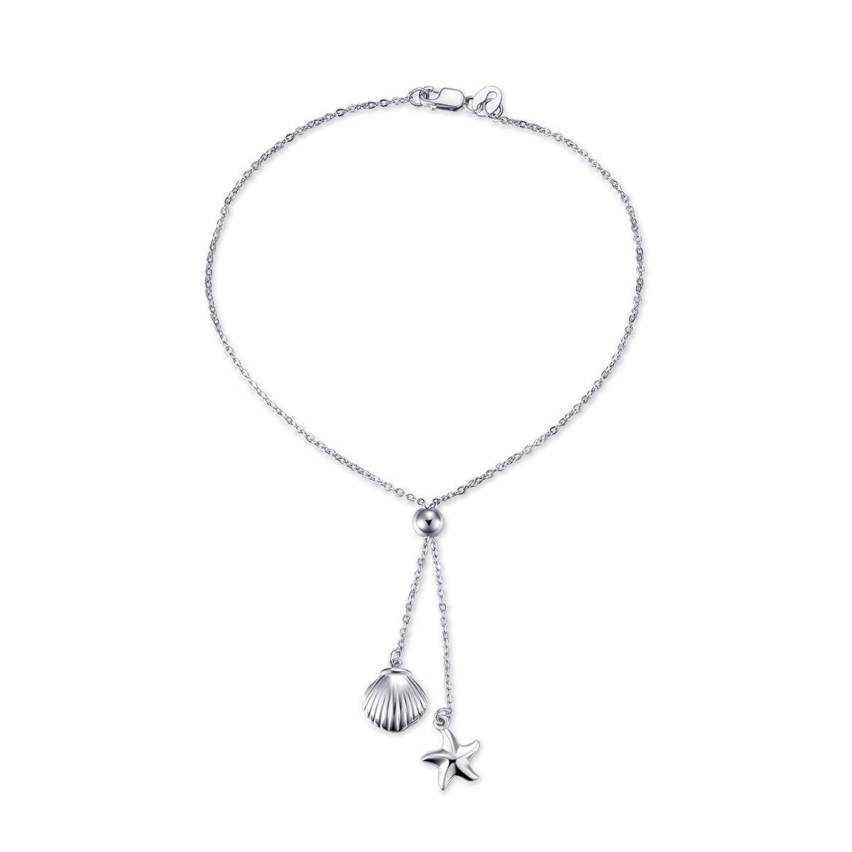 Sterling Silver Starfish & Shell Single Layer Anklet-1