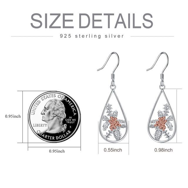 Sterling Silver Two-tone Drop Shape Drop Earrings-5