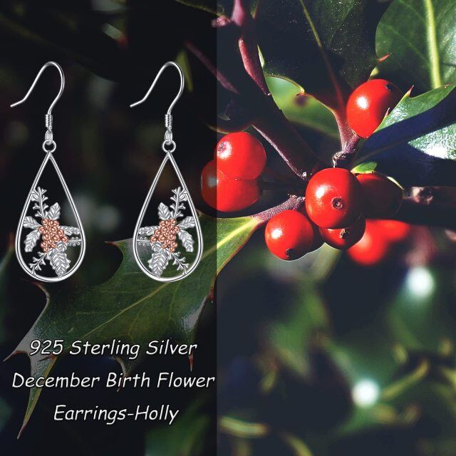Sterling Silver Two-tone Drop Shape Drop Earrings-4