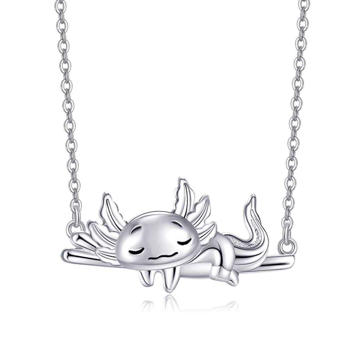 Sterling Silver Salamander on Branch Pendant Necklace-1