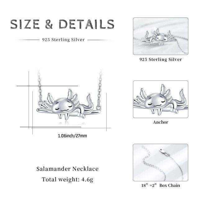 Sterling Silver Salamander on Branch Pendant Necklace-7