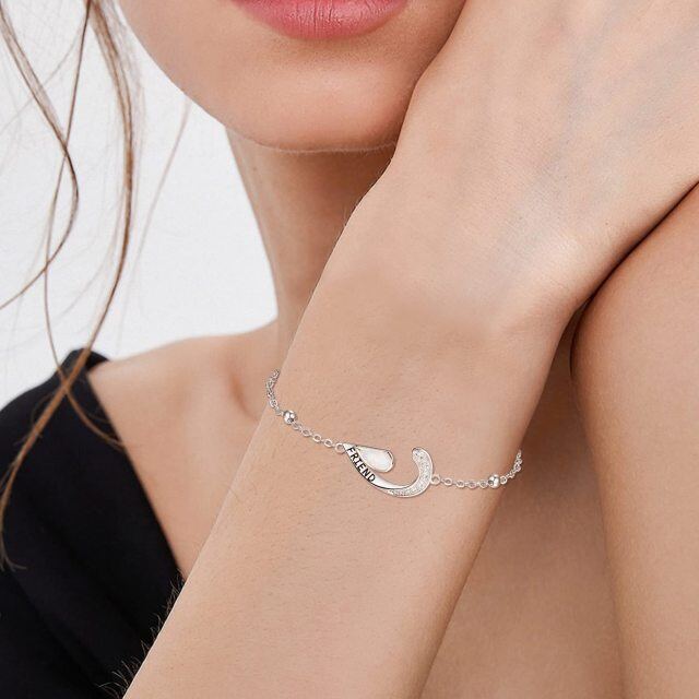 Bracelet en argent sterling avec pendentif en forme de coeur en opale et mot gravé-2