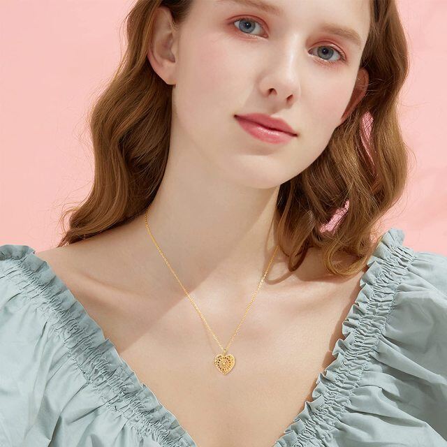 10K Gold Sonnenblume & Herz Personalisierte Foto Medaillon Halskette-1