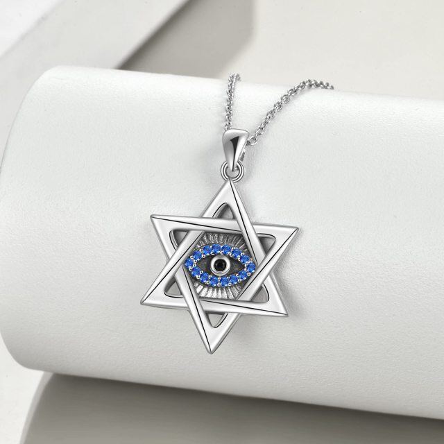 Sterling Silver Opal Devil's Eye Pendant Necklace-3