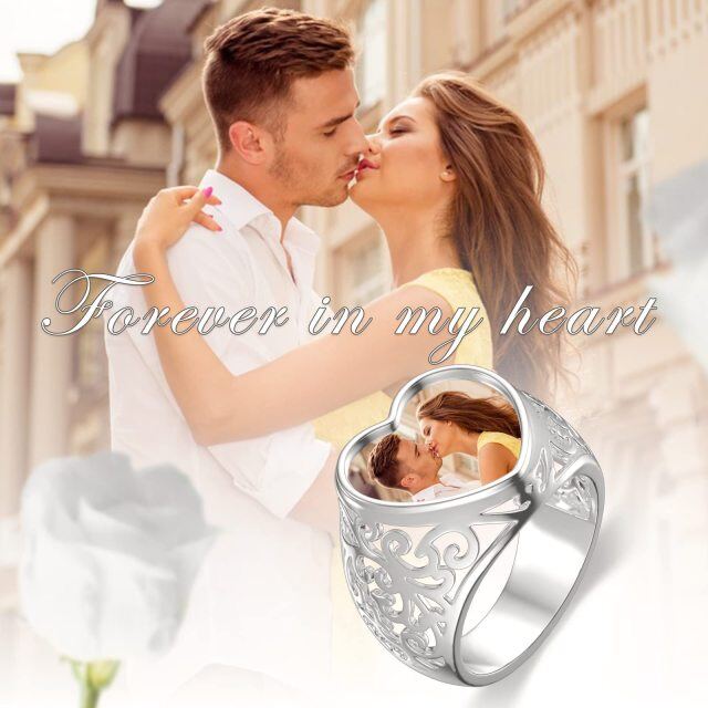 Sterling Silver Personalized Photo & Heart Ring-3