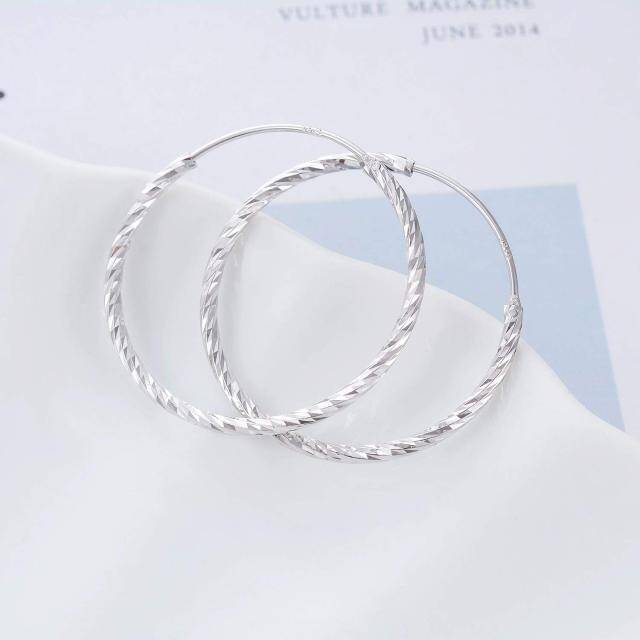 Sterling Silver Round Hoop Earrings-3
