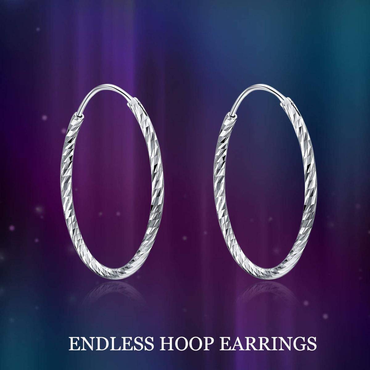 Sterling Silver Round Hoop Earrings-6