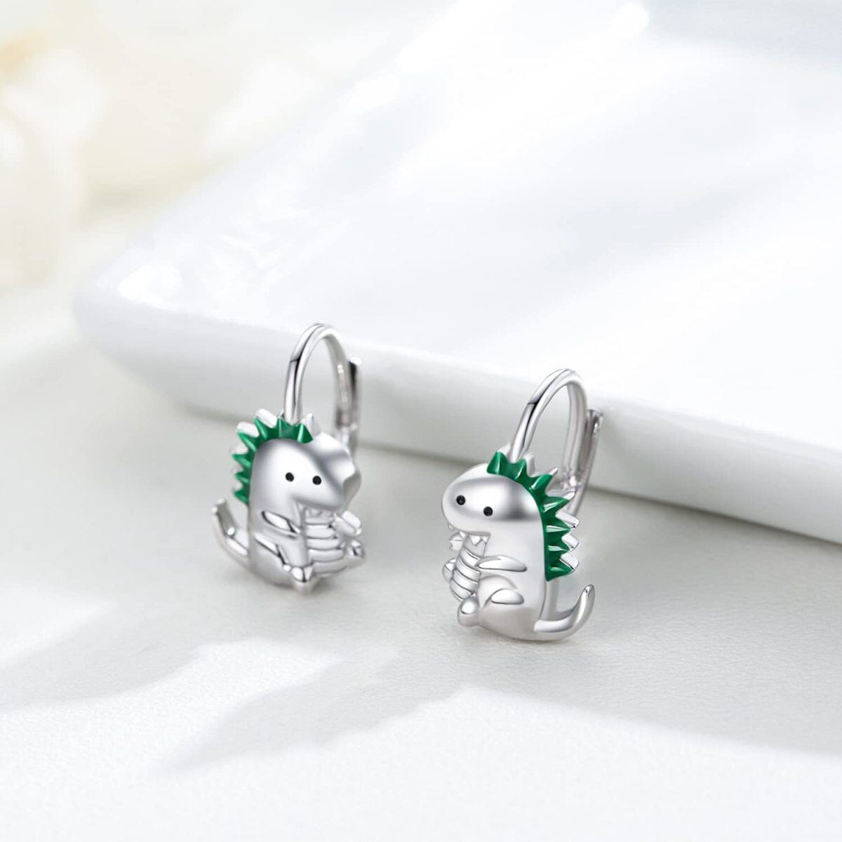 Boucles d'oreilles dinosaures en argent sterling-5