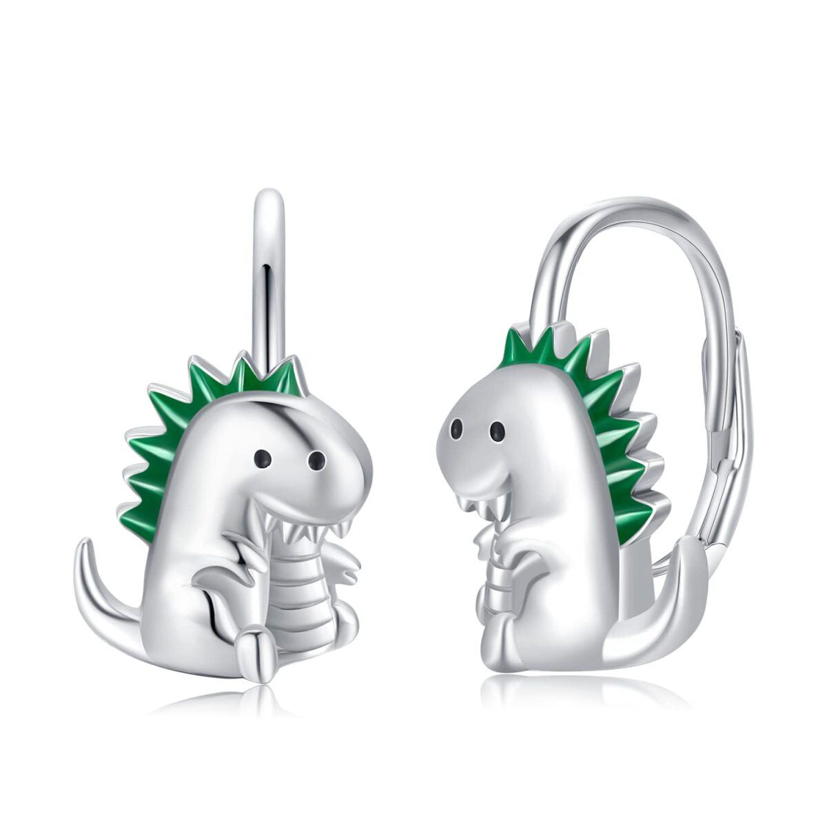 Sterling Silver Dinosaurs Hoop Earrings-1