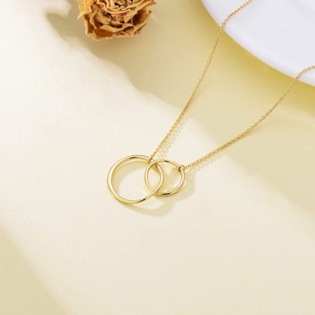 14K Gold Round Circle Pendant Necklace-4