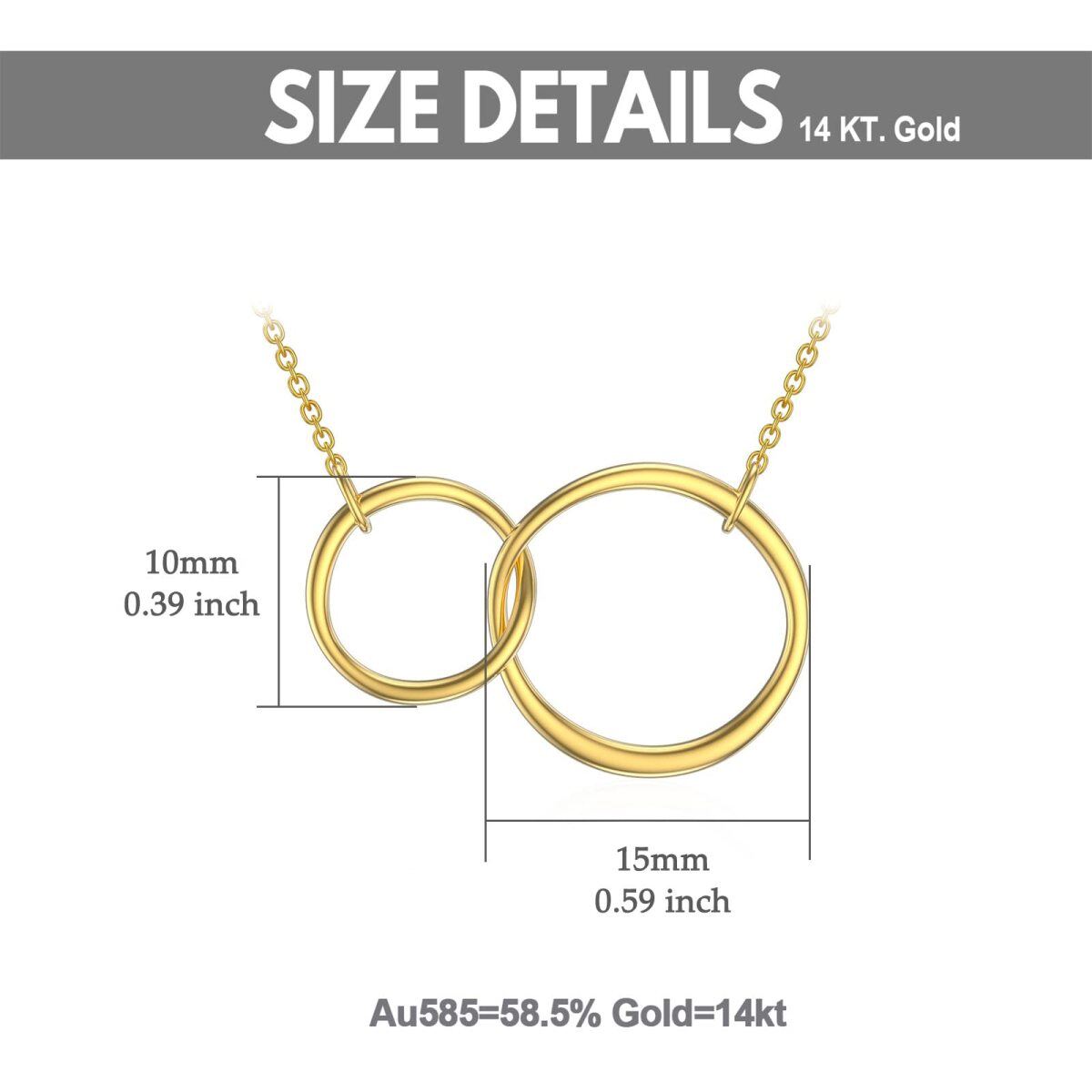 14K Gold Runde Kreis Anhänger Halskette-6