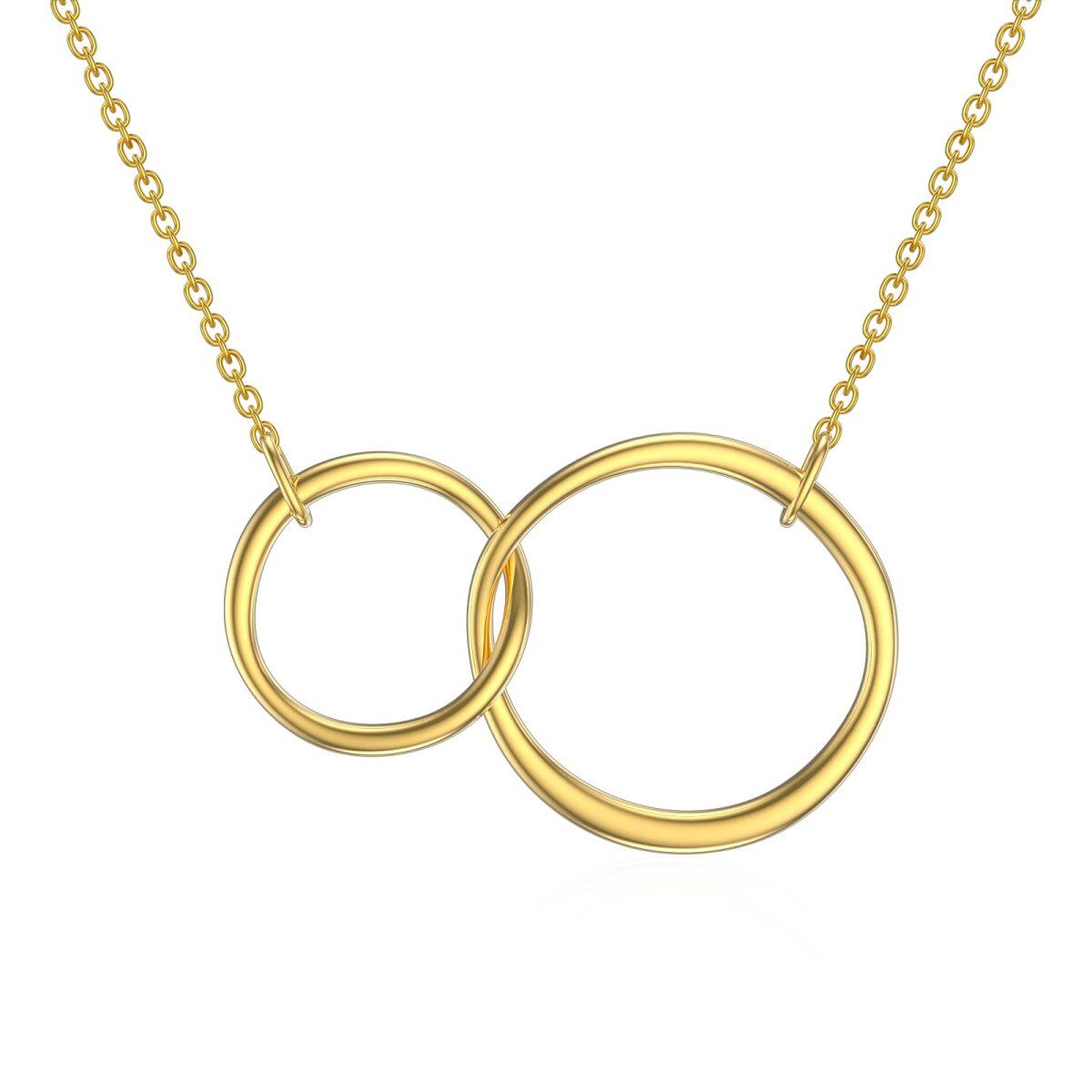 14K Gold Round Circle Pendant Necklace-1