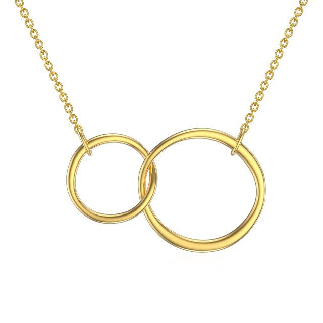 14K Gold Round Circle Pendant Necklace-0