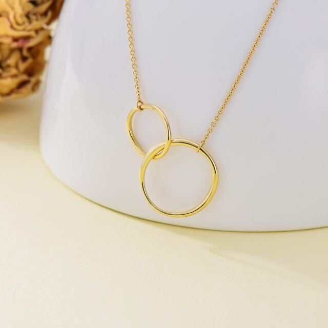 14K Gold Round Circle Pendant Necklace-3