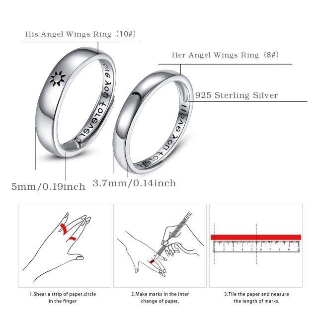 Sterling Silver Moon & Sun Open Ring with Engraved Word-5