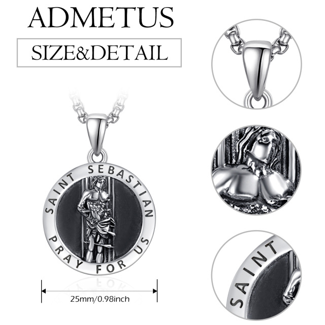 Collier en argent sterling avec pendentif San Sebastian Protect Us pour hommes-3