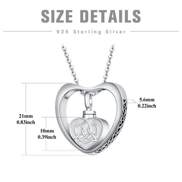 Sterling Silver Celtic Knot & Heart Urn Necklace for Ashes with Engraved Word-5