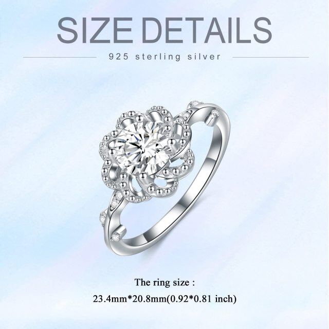 Sterling Silver Moissanite Rose Wedding Ring-5