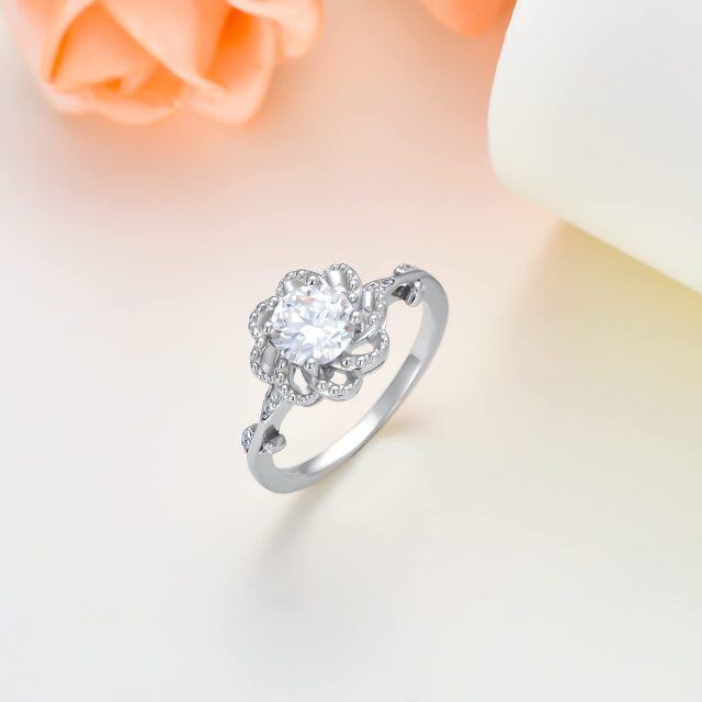 Aliança de casamento rosa moissanite em prata esterlina-3