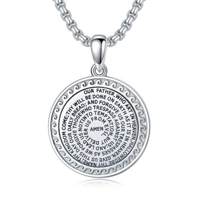Sterling Silver Circle Coin Pendant Necklace-1