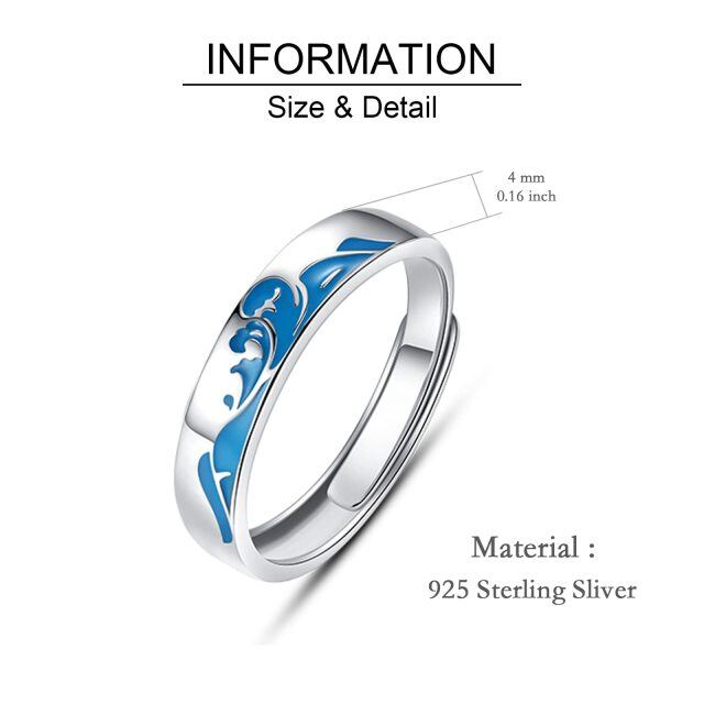 Anel Ocean Wave em prata esterlina 925 anel ondulado ajustável para mulheres-3
