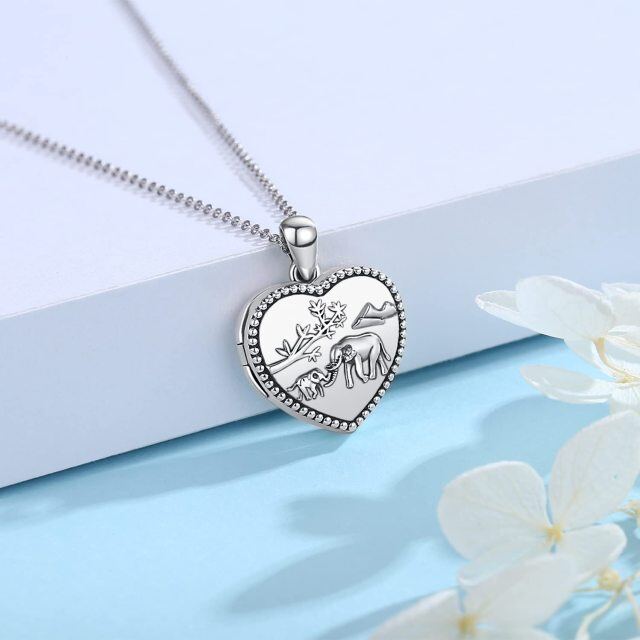 Sterling Silver Elephant Personalized Photo Locket Necklace-3