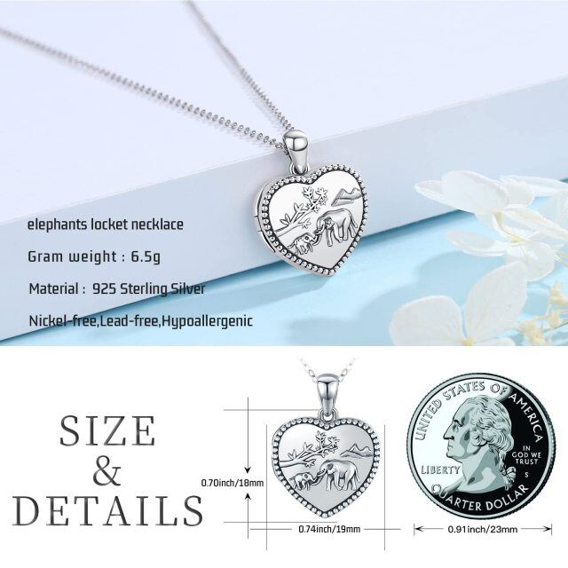 Sterling Silver Elephant Personalized Photo Locket Necklace-6