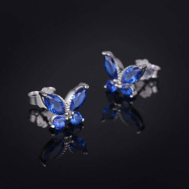 Boucles d'oreilles papillon en argent sterling avec oxyde de zirconium-2