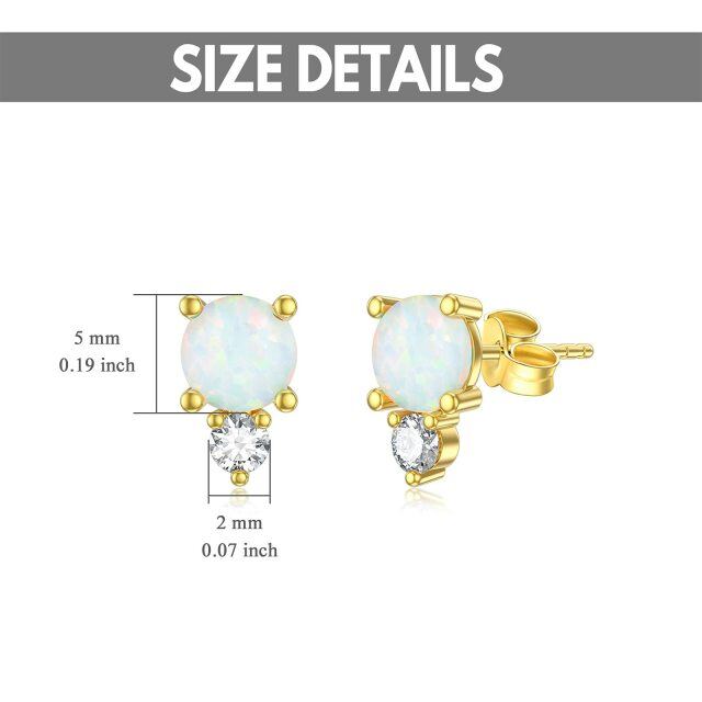 14K Yellow Gold Opal & Moissanite Stud Earrings for Women Girl-4