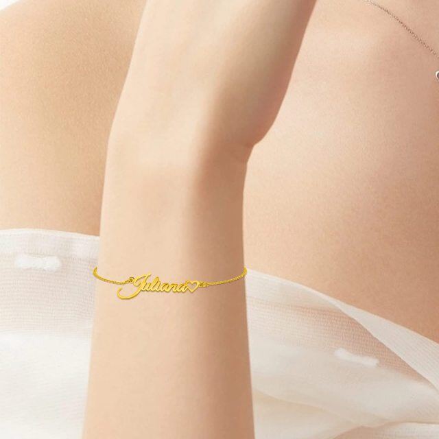 10K Gold Personalized Classic Name Pendant Bracelet-1