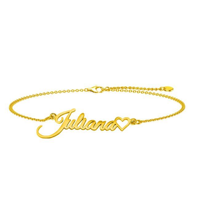 10K Gold Personalized Classic Name Pendant Bracelet-0